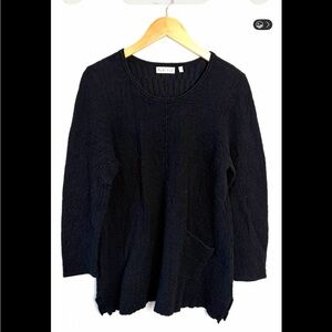 Habitat linen cotton tunic Black Crew Neck Sweater XL pullover knit pockets